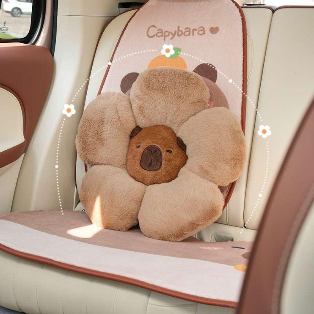 Comfort Capybara Car Headrest Cartoon Plush Seat Cushion Car Seat Decoration  Headrest