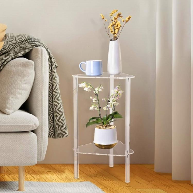 Acrylic Table with Clear Top Elegant Living Room Furniture Transparent Storage Rack for Office or Residential Use