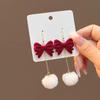 Retro Style Red Bowknot Stud Earrings for Women Girls Simple Earings Piercing Aesthetics Elegant Earrings Christmas Jewelry Gift