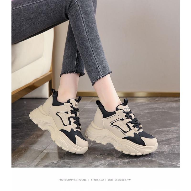 New Spring and Autumn Thick Soled Netizen Women's Interior Height Boosting Lightweight Sports Shoes Small Casual Shoes