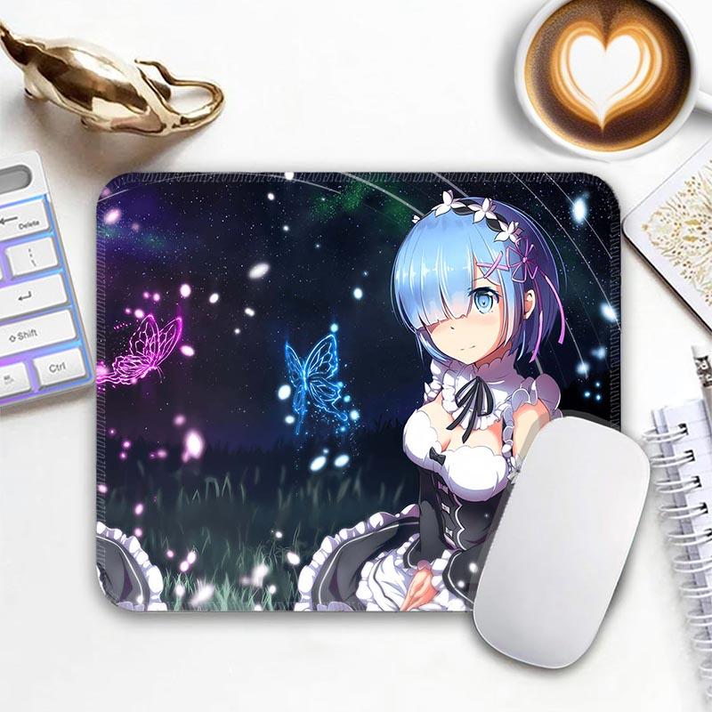 Anime R_Rem R_Re Zero Mouse Pad Small Gaming Mousepad Gamer Non-Slip Edge Standard MousePads PC Compact Stitched Office Mousemat