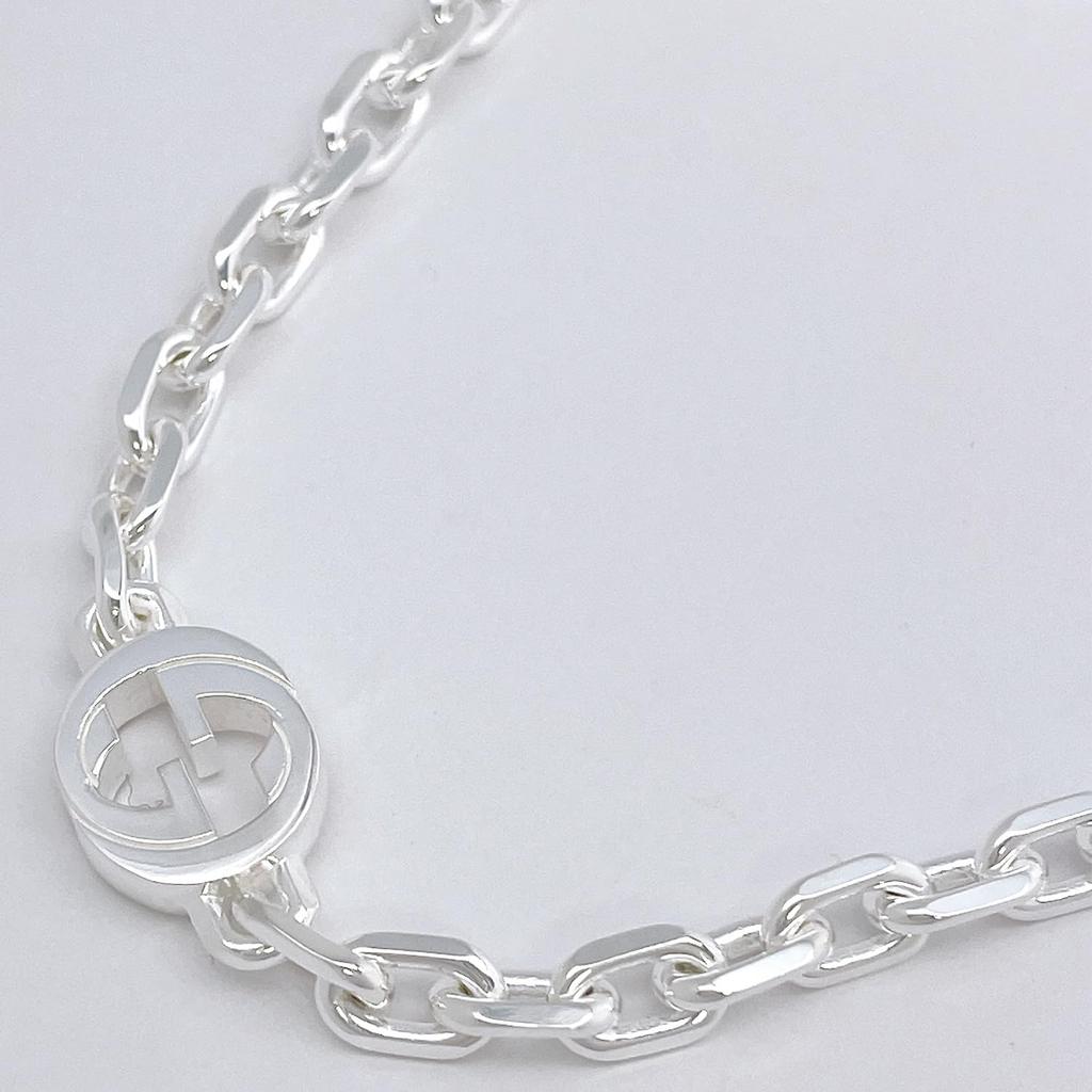 Gucci Interlocking G Chain 19cm Bracelet, 19cm, Silver, 796351, J8400, 8106, [Used]