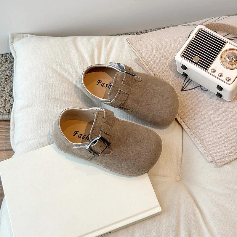 Boys Girls Flat Shoes Sweet Soft Sole Children Moccasins Hook&loop 2024 Autumn New Fashion Kids Casual Shoe Dirt-Proof Round Toe