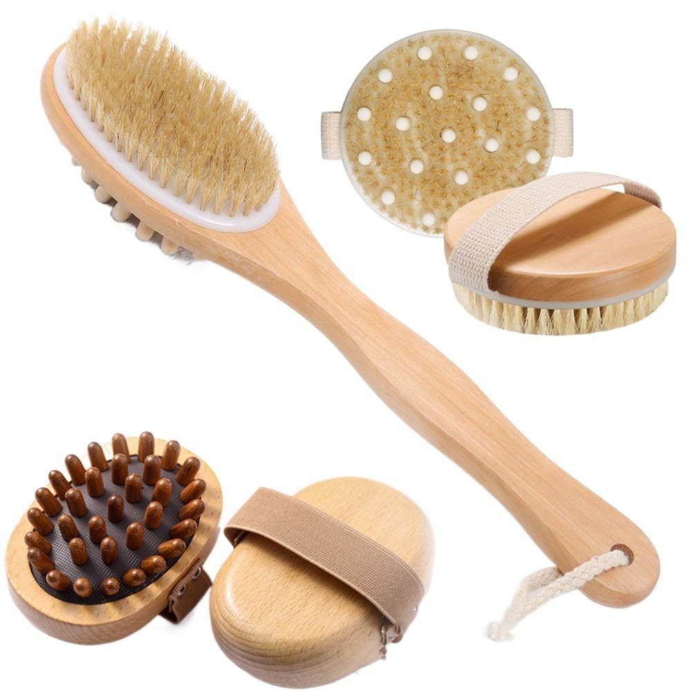 Durable Boar Bristle Body Brush Natural Wooden Shower Brushes Soft Dry Brushing for Exfoliation