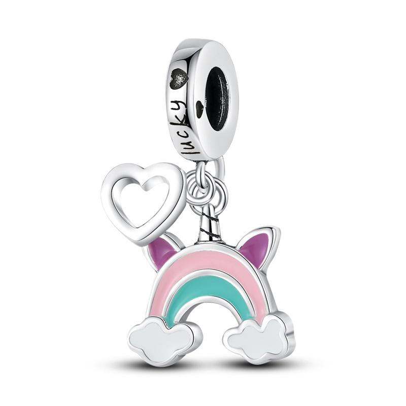 925 Sterling copper Cat and Dog Series Best Friend Pendant Fit 4MM hole diamete Bracelet Charms Bead Necklace DIY Female Zircon