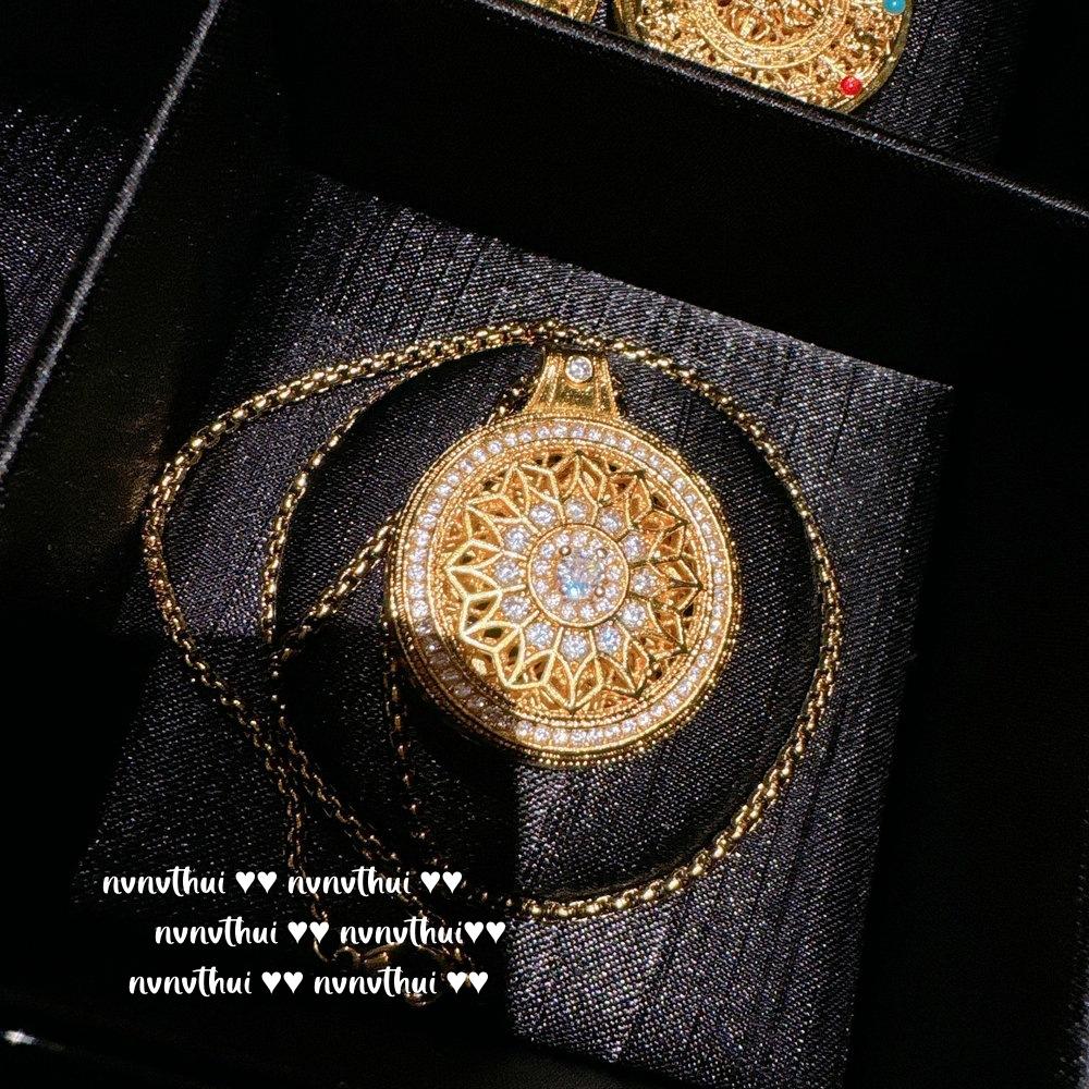 Ancient Gold Filigree Hammer Rose Window Drop Glaze Pendant Necklace, New Chinese Style, Eight Treasures Ruixiang Gourd Bracelet