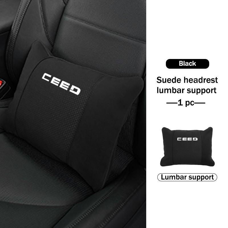 AGX1 Car Logo Suede Seat Headrest Neck Pillow Soft Comfort Cushion Lumbar Support For KIA Cerato Proceed Venga Stonic Picanto Sorento