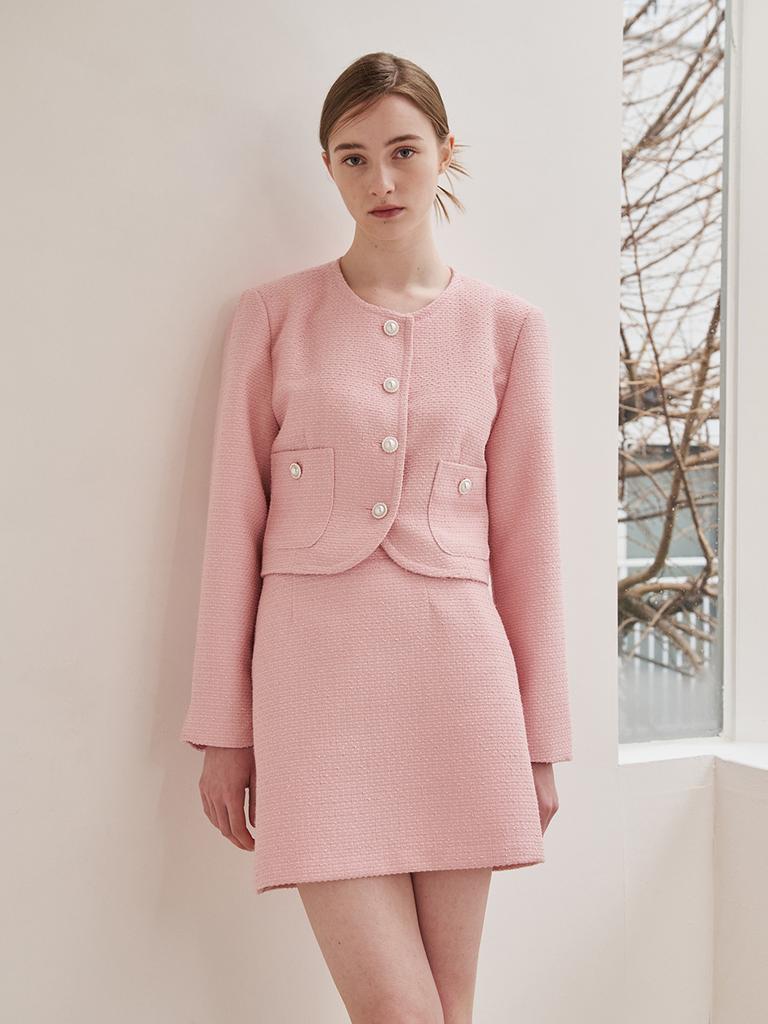 NOUVE A Line Tweed Skirt - Pink