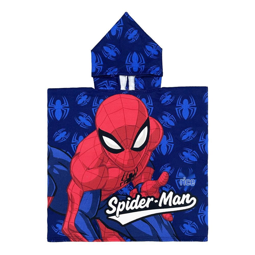 Ultra-Fine Fiber Cartoon Print Kids' Hooded Bath Towel Poncho