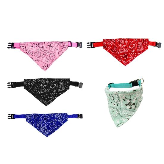 Dog Bandana Collar, Paisley Pattern Dog Bandana with D-Ring, No-Tie Adjustable Stylish Bandana Collar for Small Medium Large Dogs