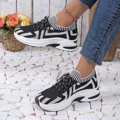 Fashion Mesh Breathable Lace Up Platform Sneakers Womens Multicolor Shallow Leisure Loafers Autumn Thick Sole Large Size 43 Sport Shoes