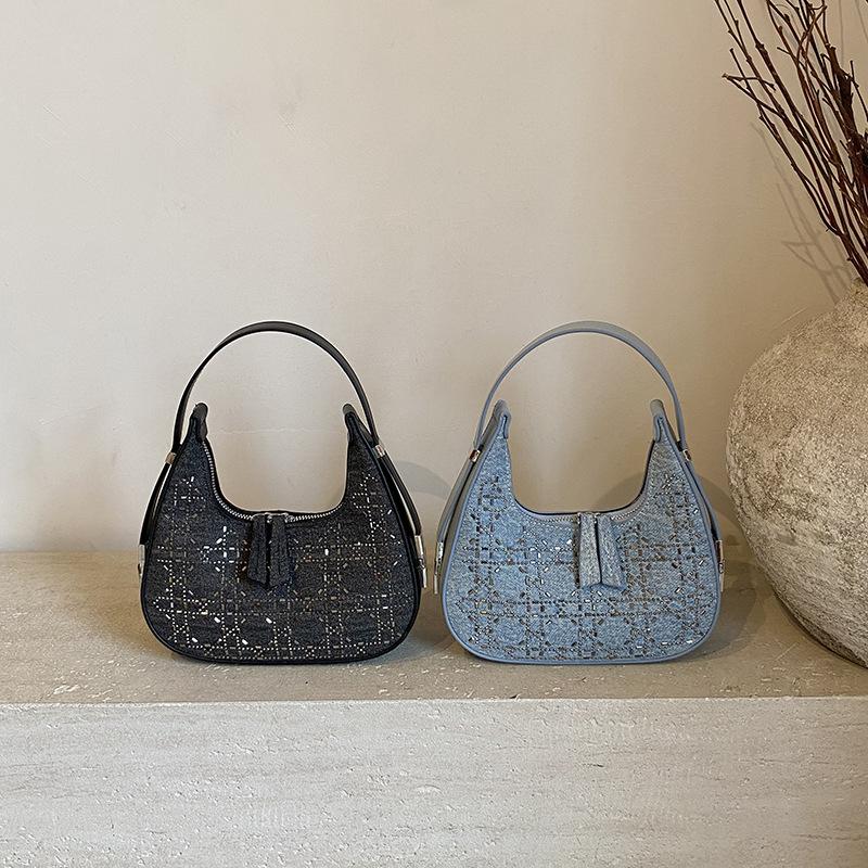 Summer New Women's Bags Fashionable Denim Underarm Bags Portable Shoulder Bags Fashionable