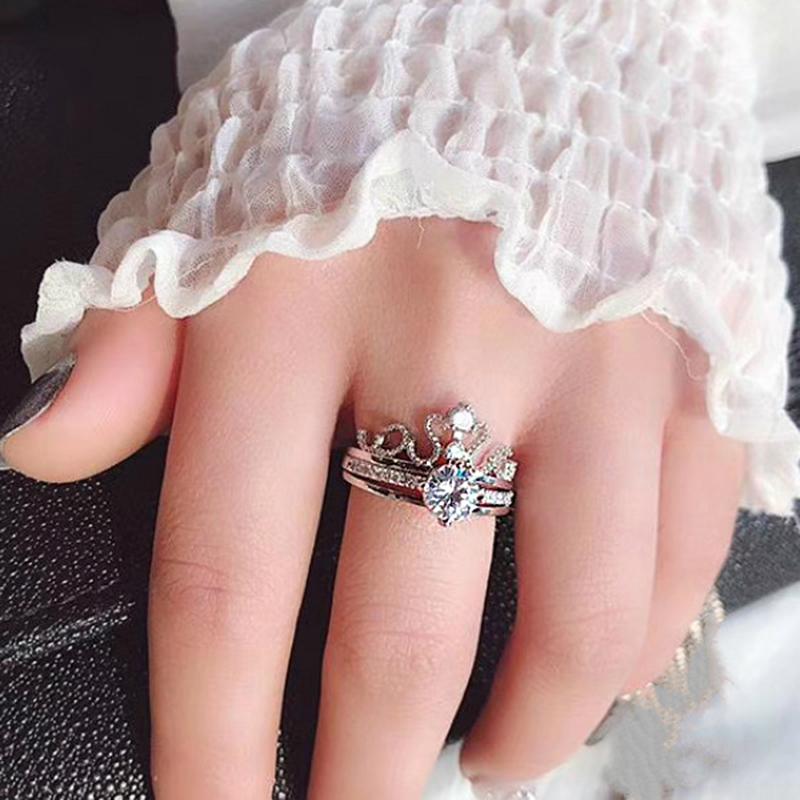 INN Vintage Luxury Ring For Women Elegant Exquisite Cubic Zirconia Queen Crown Engagement Wedding Ring Set Jewelry Gift R350-2
