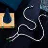 Design Light Luxury Water Drop Necklace Earrings Two Sets Shiny Zircon Emerald Necklace Cover Chain