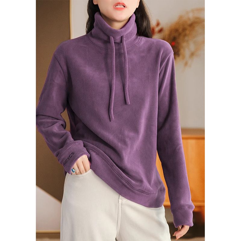 Autumn Winter Women's Clothing Turtleneck Drawstring Solid Color Pullover Long Sleeve Hoodies Casual Fashion Office Lady Tops