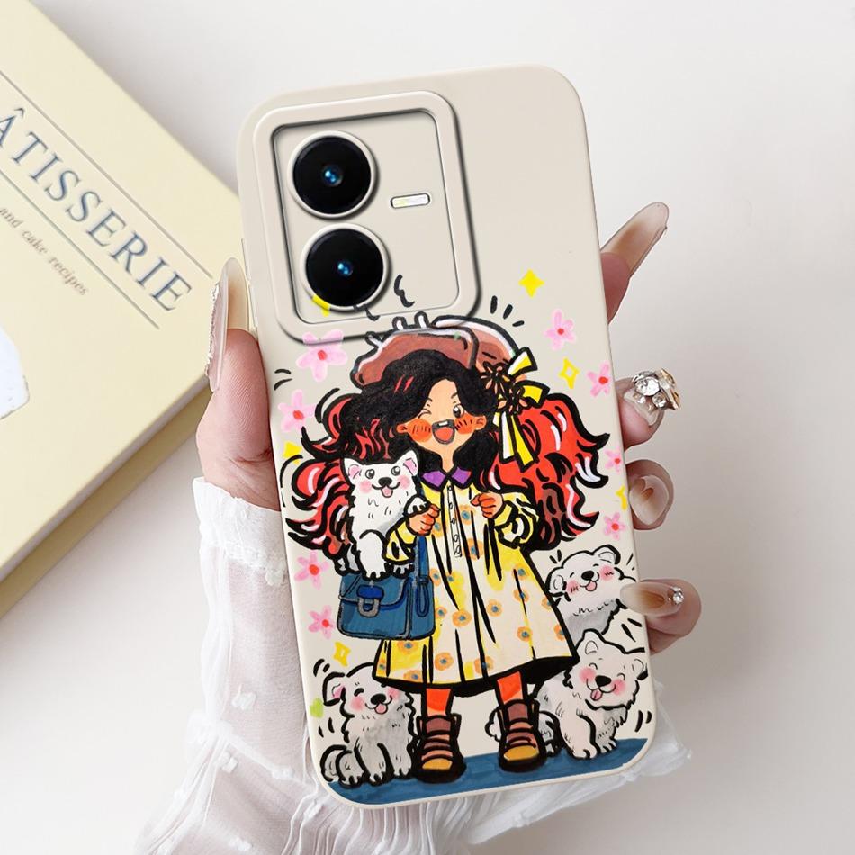 For Vivo Y22 Y22s Y22t Phone Case Vivo V2206 V2207 Y22 Y22s Y22t Elegant Floral Cat Painted Soft Silicone Shockproof Cases