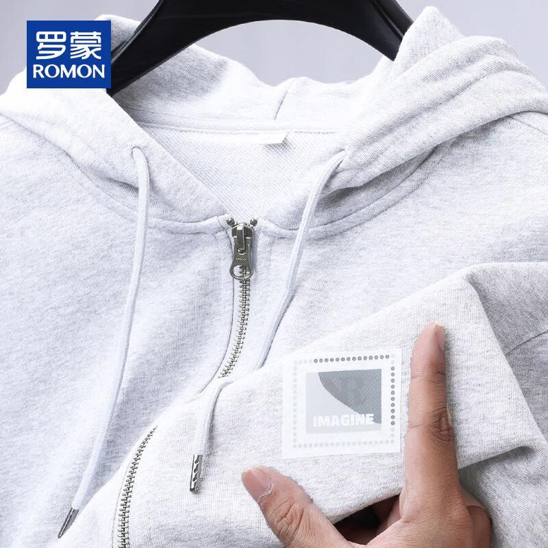 ROMON Men's Loose-Fit Hooded Zipper Sweatshirt Jacket