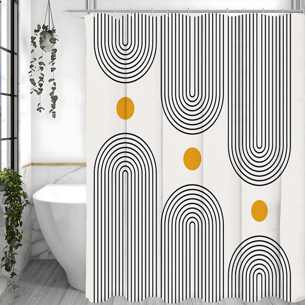 

Шторка для душа в стиле модерн середины века, Абстрактная минималистичная арка, Геометрический дизайн, Минималистичные линии, Бежевый, Декоративный душ для ванной 90*180cm