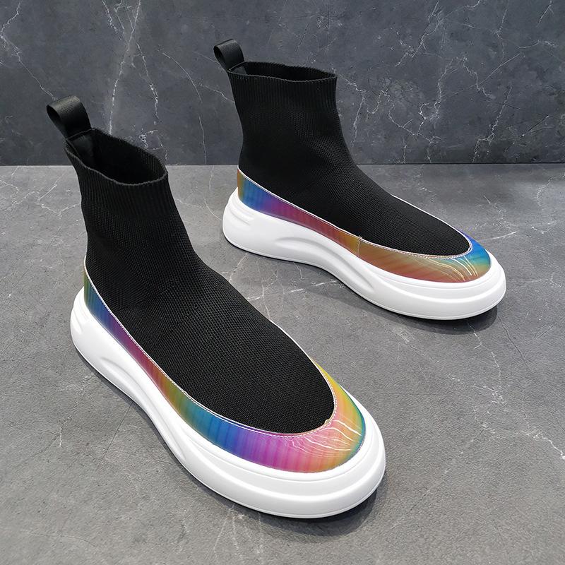 Fashion High-quality Hightop Socks Shoes Men Summer New Style Knitted Soft Sole Men Shoes Breathable Allmatch Trend Casual Shoes