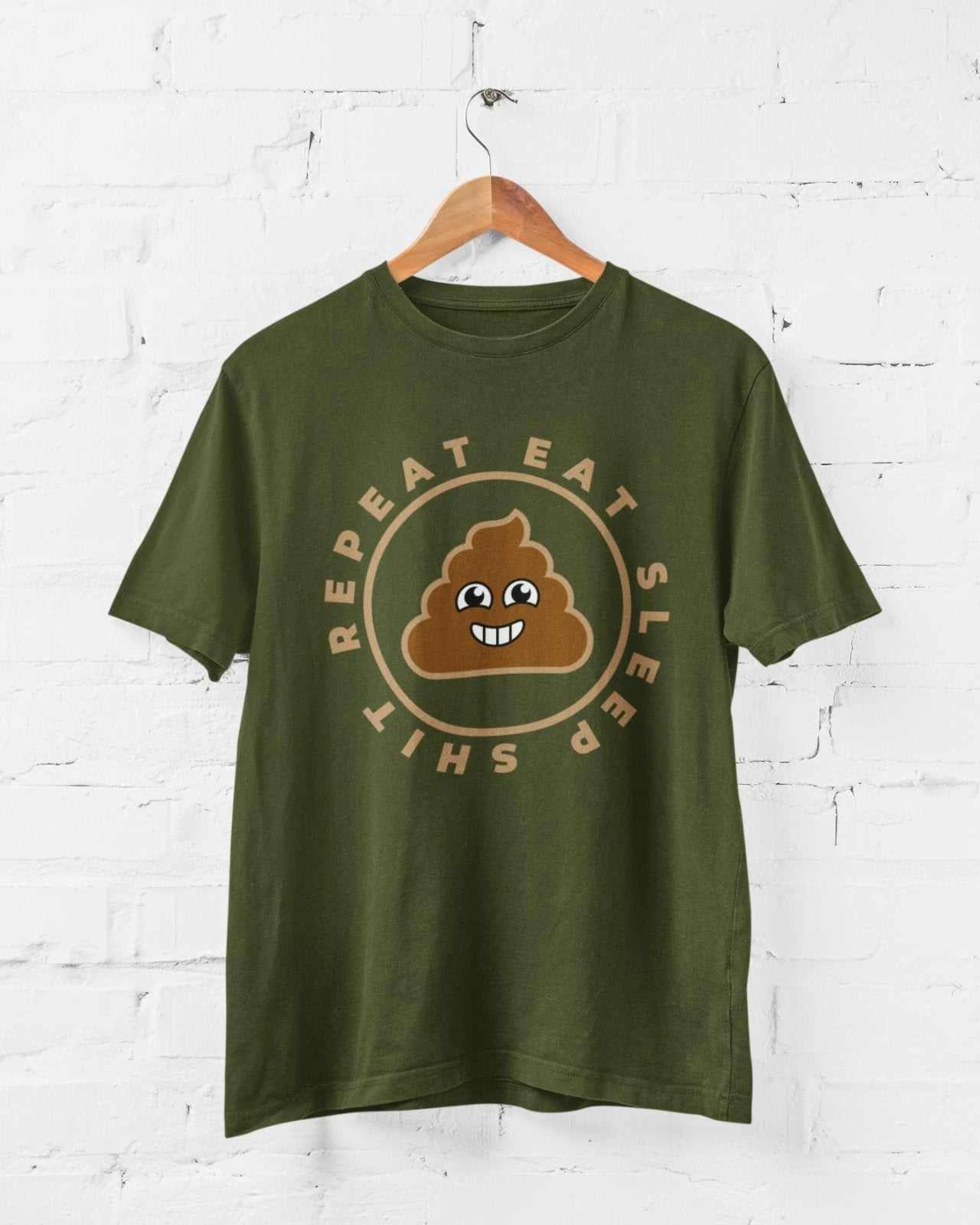 Funny Sarcastic Rude T Shirt Eat Sleep Sh*t Repeat Banter Smiling Poo Joby FAF 3XL
