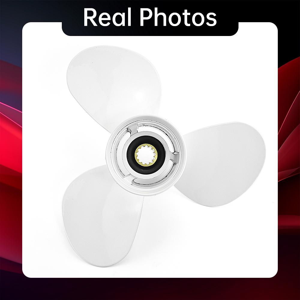 For Yamaha Outboard Propeller 11-3/4 X 10 , 40 50 60 HP , 3 Blade ,13 Spline , RH , White Aluminum Alloy Screw 663-45954-01