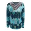 Women Tie-dye  Printed  Embroidery Collar Long Sleeve Pullover Blouse Tops