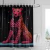 Pink Cat Shower Curtain, Black Spots & Multicolor Dots Design, Waterproof Bathroom Decor For Modern & Playful Homes