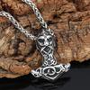 Nordic God Stainless Steel Odin Thor's Hammer Pendant Viking Necklace for Men