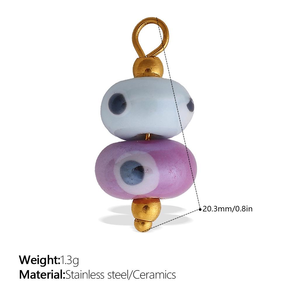 European and American sweet and cool style DIY dopamine ceramic pendant stainless steel plated 18K gold creative jewelry collection
