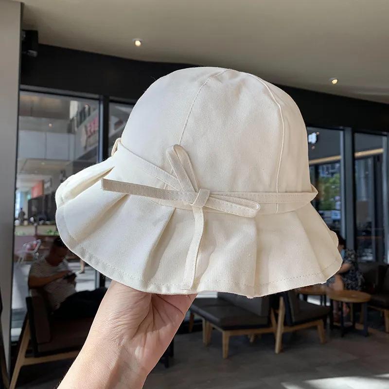 Women's Summer Fisherman's Hat Solid Color Cute Korean Versatile Japanese Sun Hat Sunshade Sweet Cute Bow Hat Trend Gifts