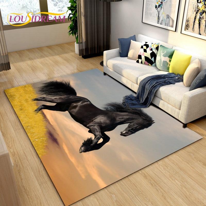 3D Animal Pentium Horse Area Rug,Carpet Rug for Living Room Children's Room Decoration,Kids Play Crawling Non-slip Floor Mat