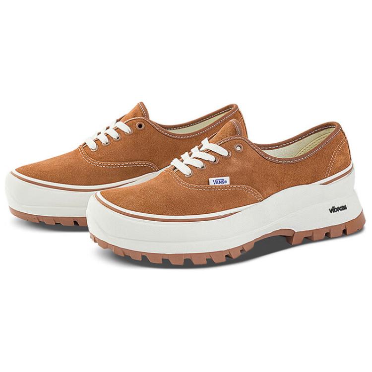 Vans Authentic Vibram Leather Comfortable Simple Durable Low-Top Canvas Shoes Unisex Sneaker Brown VN0A5JLWBS8
