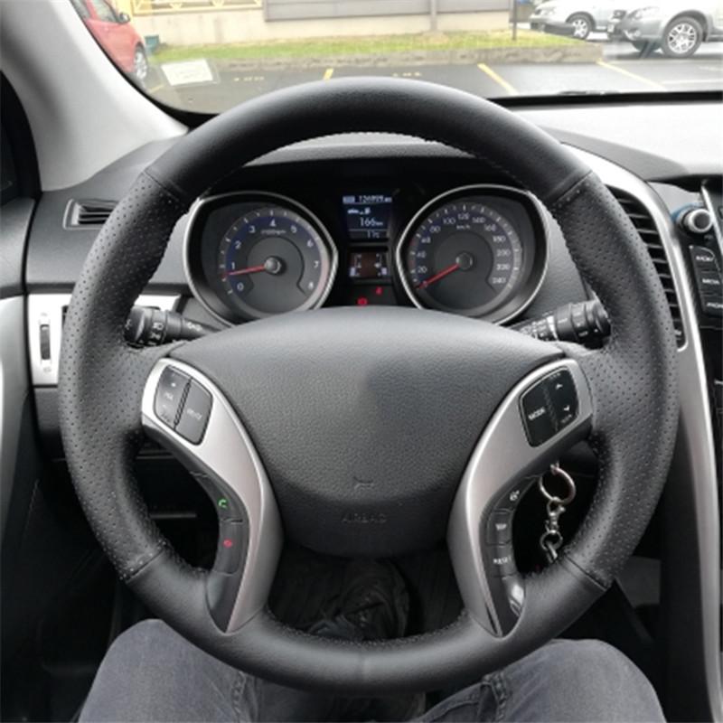 

Изготовленный на заказ чехол на рулевое колесо автомобиля для Hyundai Elantra 3 Sport Avante i30 (Турер) Кожаная оплетка для руля своими руками