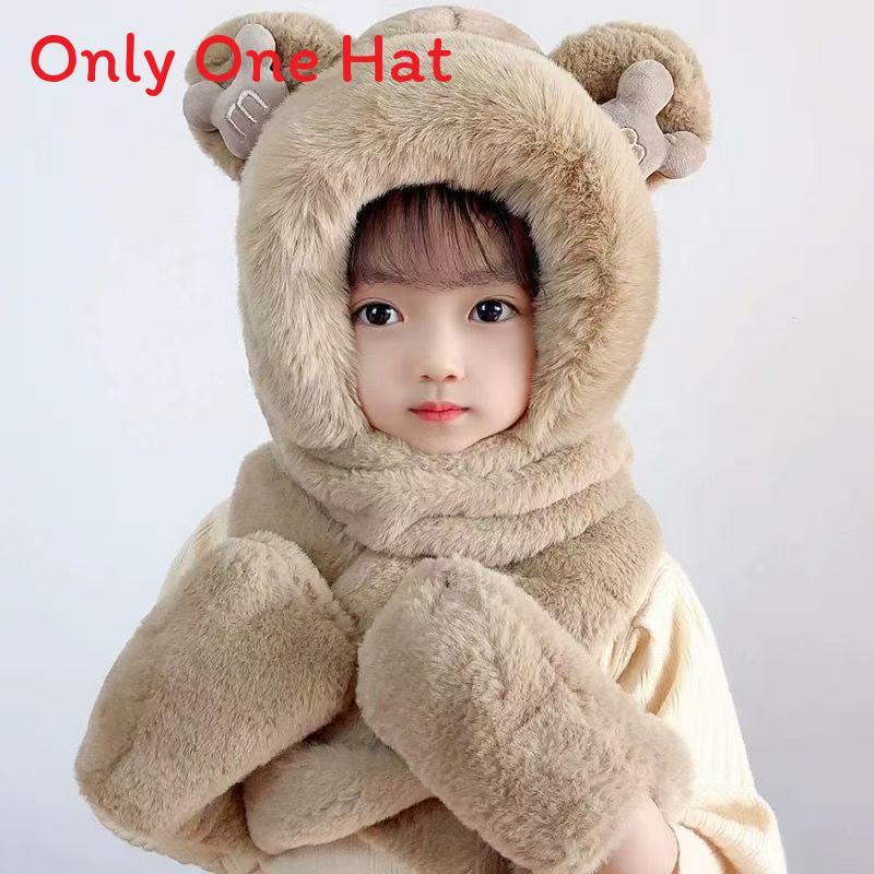 Bear Hat Kids Winter Plush Hat Scarf Set With Windproof Ear Protection For Warmth And Style