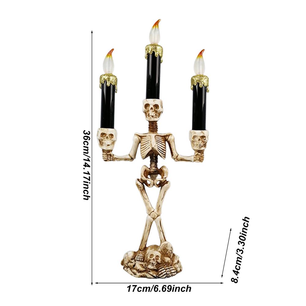 

Подсвечник в виде черепа на Хэллоуин Свет Жуткий подсвечник в виде скелета Лампа Настольная беспламенная лампа Украшение для дома на Хэллоуин жёлтый