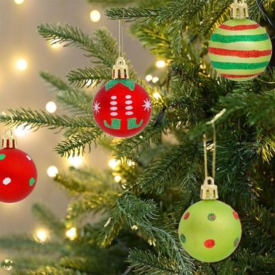 50 Adet Yılbaşı Süsleri 1.6" Küçük Kırılmaz Plastik Süs Kırmızı Yeşil Noel Ağacı Asma Süsleri Ağaç Süsleme İçin Çelenk
