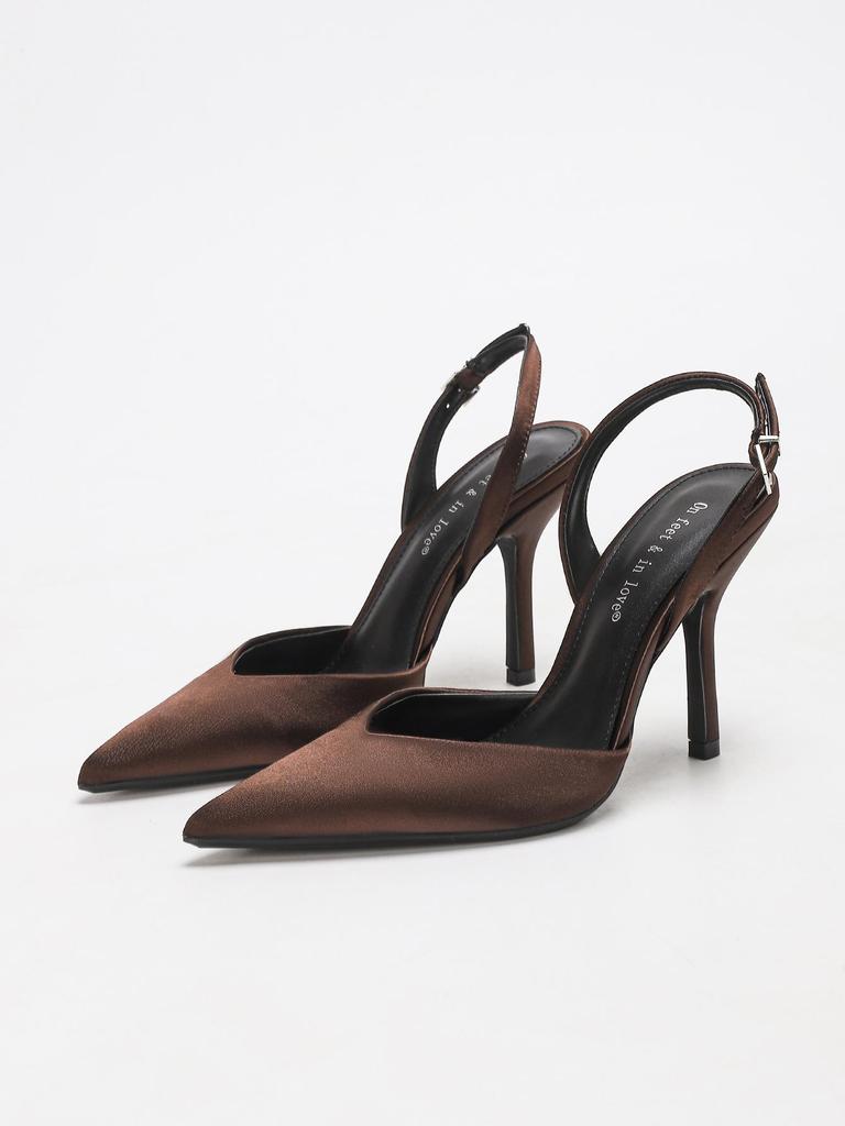 Sandalias de Verano 2025 para Mujer, Estilo Retro Francés, de Seda, con Tira Trasera y Tacón de Aguja