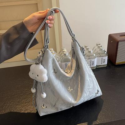 Borsa a Mano da Donna Nuova Moda Borchie a Farfalla Borsa a Spalla Marca di Design Borsa Tote da Donna