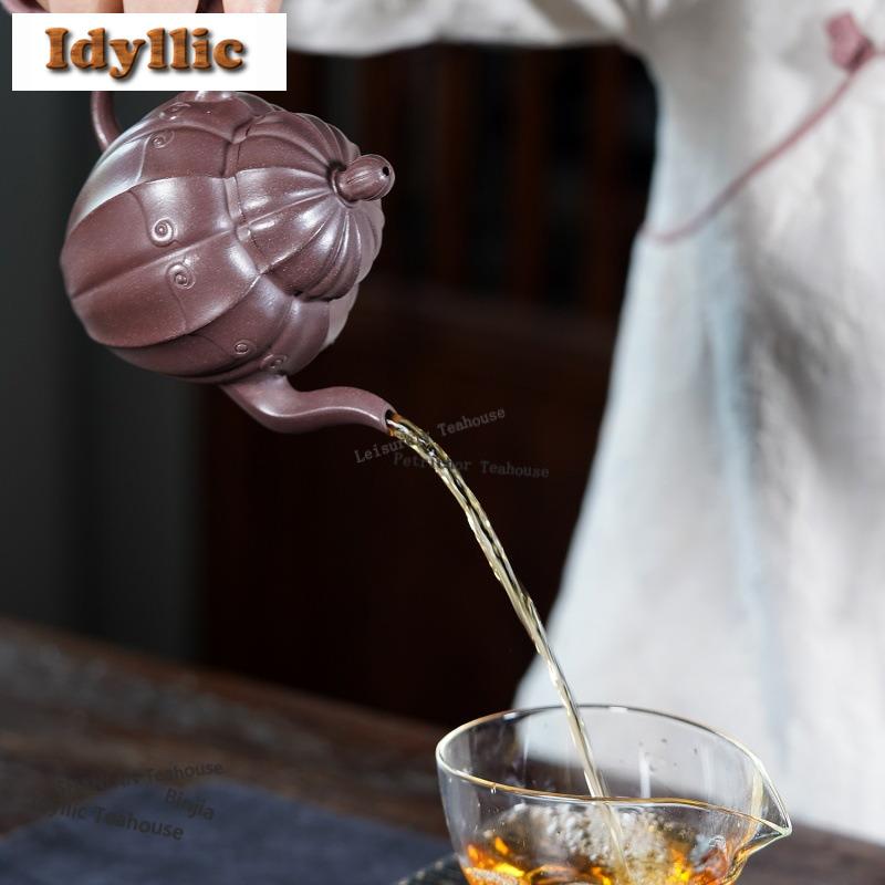 300ml High-end Yixing Purple Clay Teapots Famous Master Handmade Palace Lantern Pot Raw Ore Purple Mud Kettle Zisha Tea Set Gift