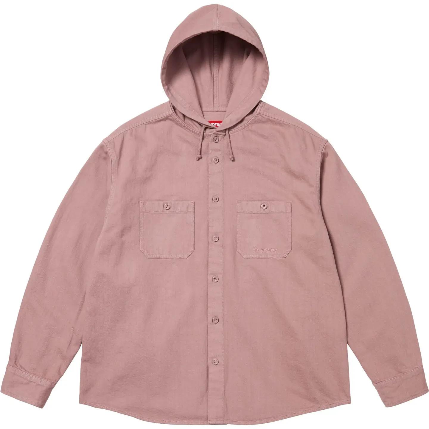 Supreme Hooded Denim Shirt Dusty Pink M