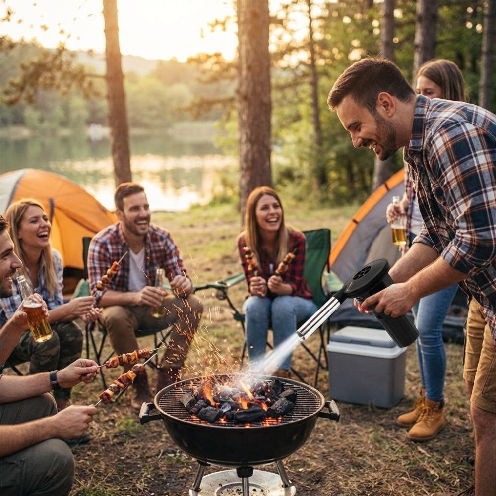 Handheld Fire Starter Strong Wind Power BBQ Fire Blower Electric Air Blower  BBQ Grill