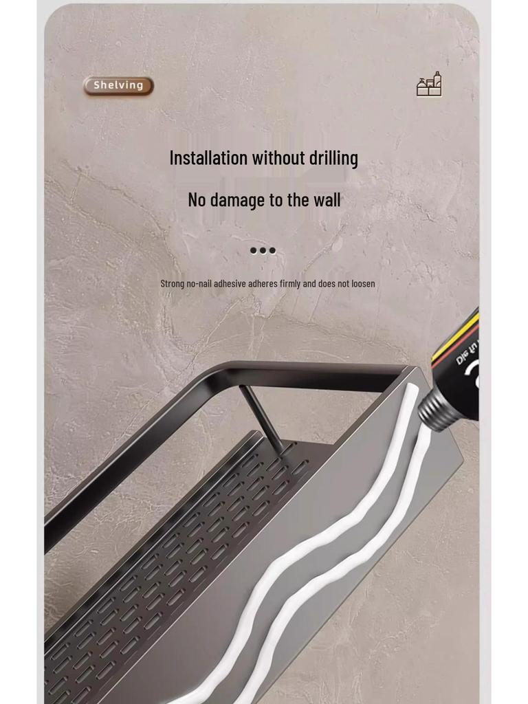 Punch-Free Wall-Mounted Bathroom Shelf - Vanity & Cosmetic Storage Rack