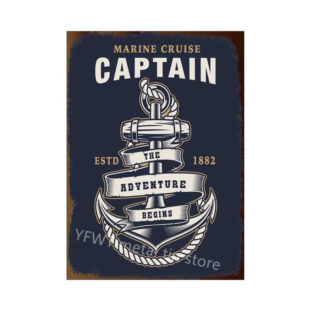 1pc Anchor Navigation Tin Sign Metal Signs Vintage Nautical Dream Art for Beach Beach House Seaside Man Cave Wall Decoration