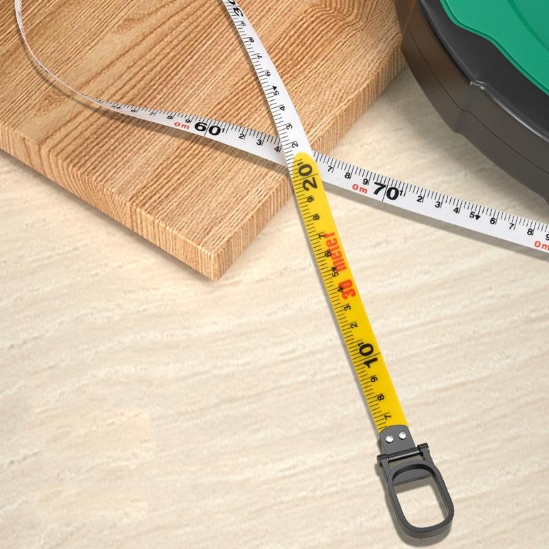 ABS Casing Fiber Measuring Tape with Clear Double Side Markings Impacts Resistant Tape Measure with Foldable Handle