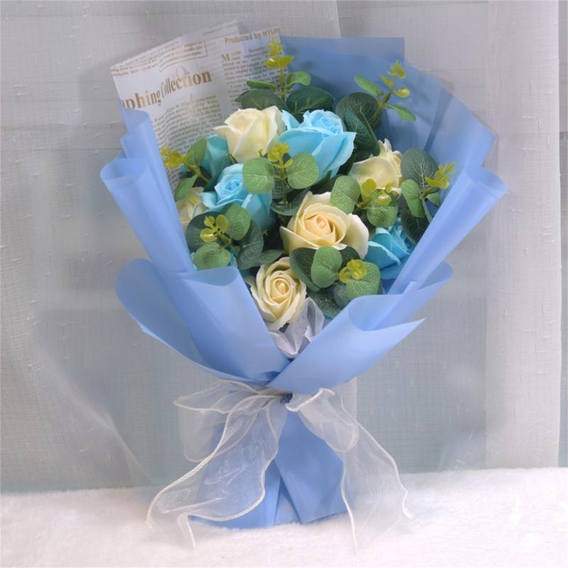 Artificial Flower Bouquets with Ribbon Soap Flower Petals Bouquets Gift for Valentines Mother Day Thanskgiving Christmas
