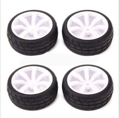 4pcs HOBBYPOWER RC 1:10 Sport Class Racing Tires & Wheel Rims (White)