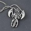 Collar Colgante de Acero Inoxidable de Santa Muerte con Dos Guadañas Hacha Nuestra Señora de la Santa Muerte Calavera Mexicana de la Parca Joyería