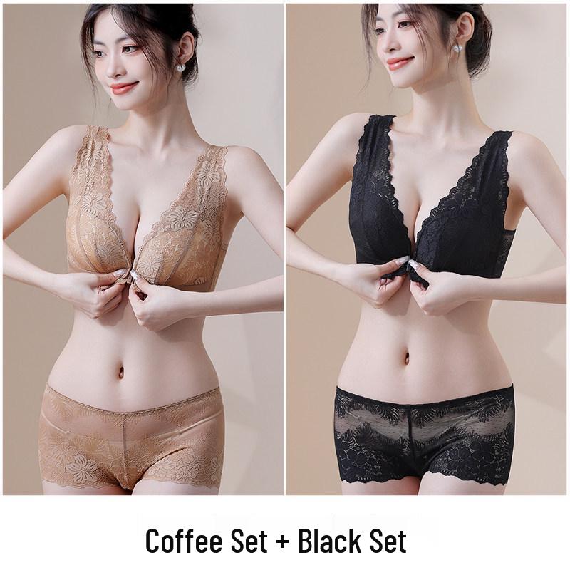 Red Year of the Rabbit Push-up Bra Set: Small Bust, Anti-Sag, Side Support, Bridal