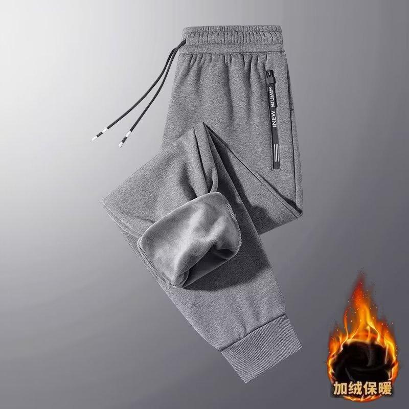 Sweatpants Men's Autumn and Winter New Fleece Thickened Large Size Zipper Casual Pants