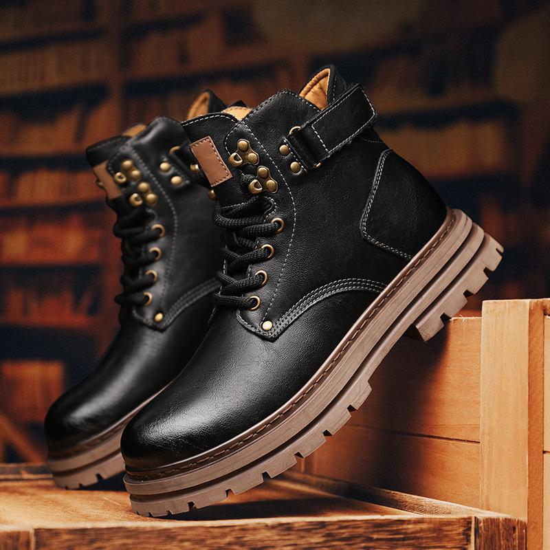 Foreign trade hot-selling large-size Martin boots winter velvet leather casual help tooling shoes 39 чёрный 9980₽